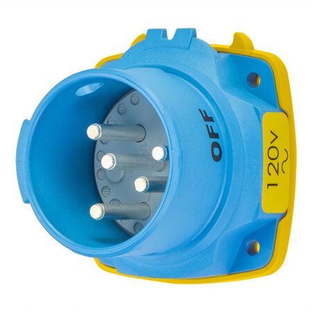 Meltric Pin & Sleeve Inlet, 30 A, 120V AC, Single Phase, 1 Pole, Screw Terminals Wire Connection Type Blue 63-38165-972